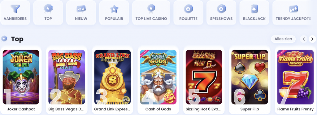 CasinoLab Casino — desktop lobby met populaire spellen